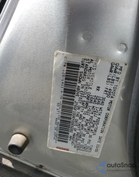 2000 Lexus Rx 300 z USA, uszkodzony, nr VIN JT6GF10U6Y0065282